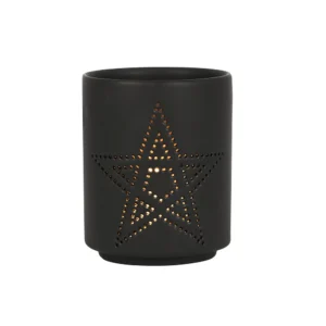 Small Black Pentagram Cut Out Tealight Holder