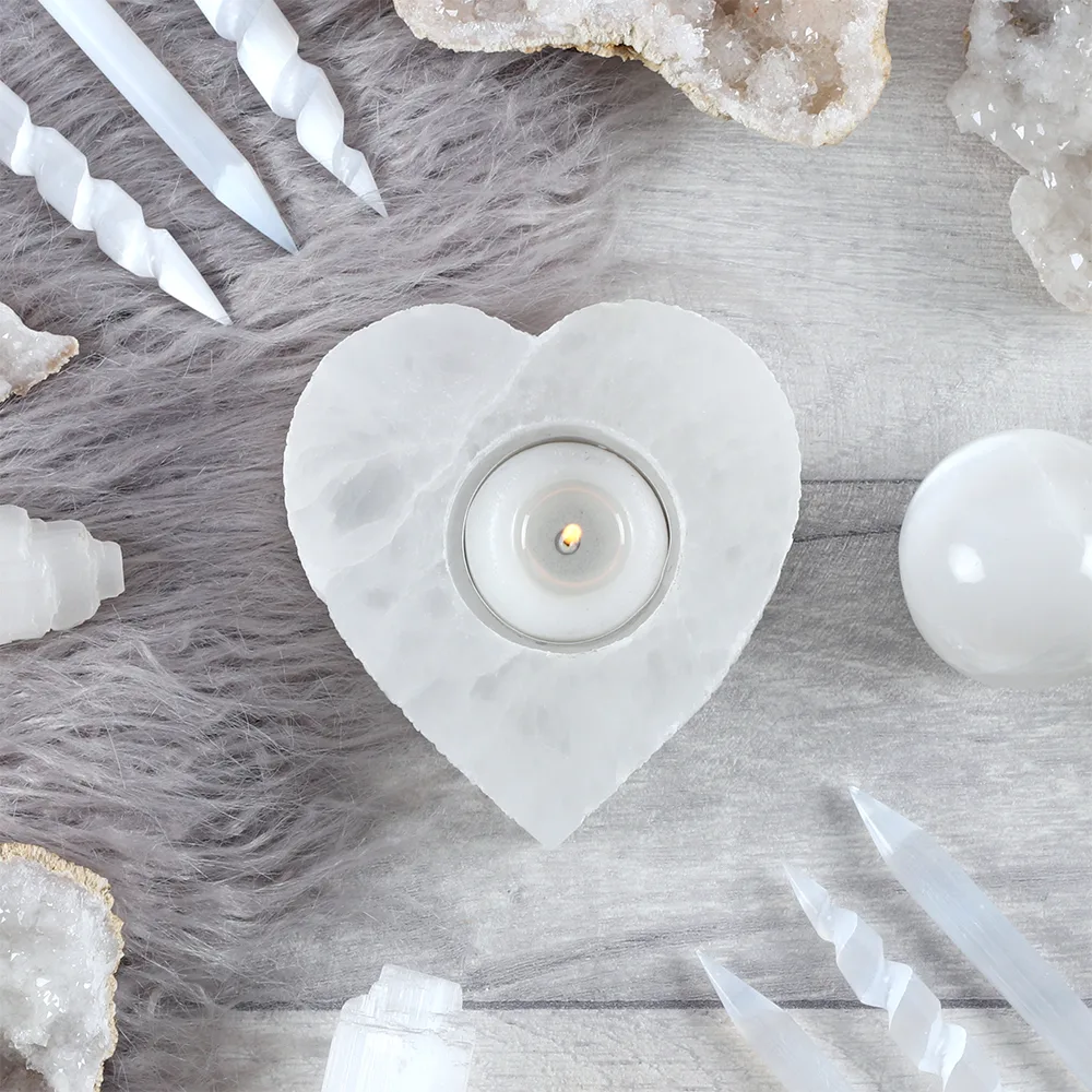 Selenite Heart Tealight Holder - Image 3