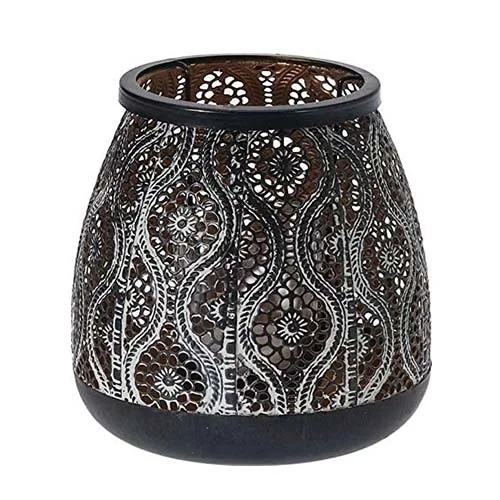 Black Ornate Metal Tea Light Holder 14cms