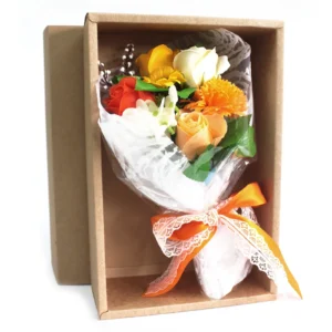 Boxed Soap Flower Bouquet - Boxed Flower - Orange