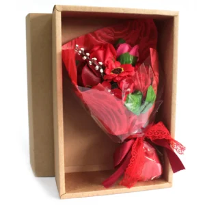 Boxed Soap Flower Bouquet - Boxed Flower - Red