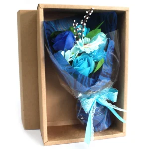 Boxed Soap Flower Bouquet - Boxed Flower - Blue