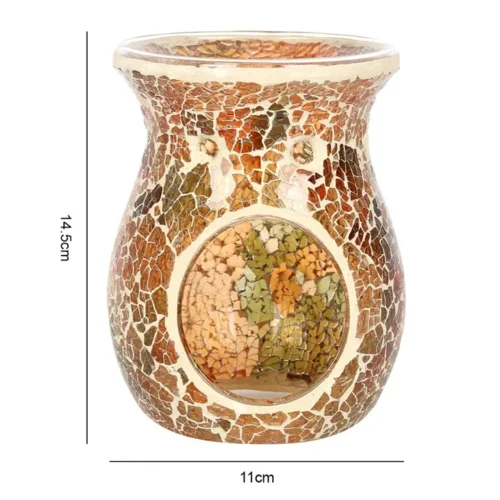 Large Brown Crackle Oil Burner - Image 3