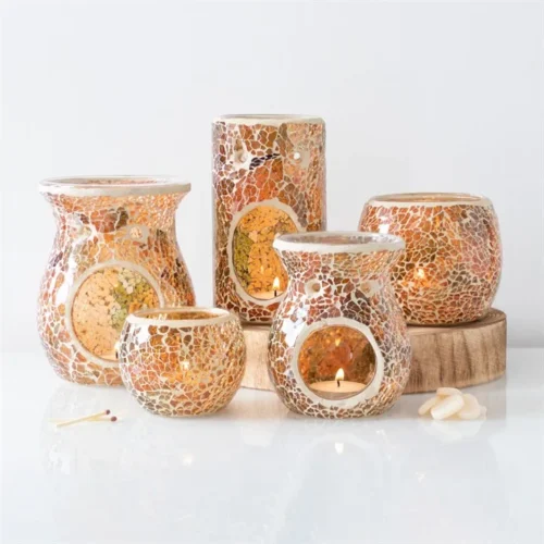 Large Brown Crackle Oil Burner - Image 5