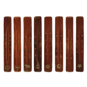 Mangowood Incense Holder with Brass Inlay
