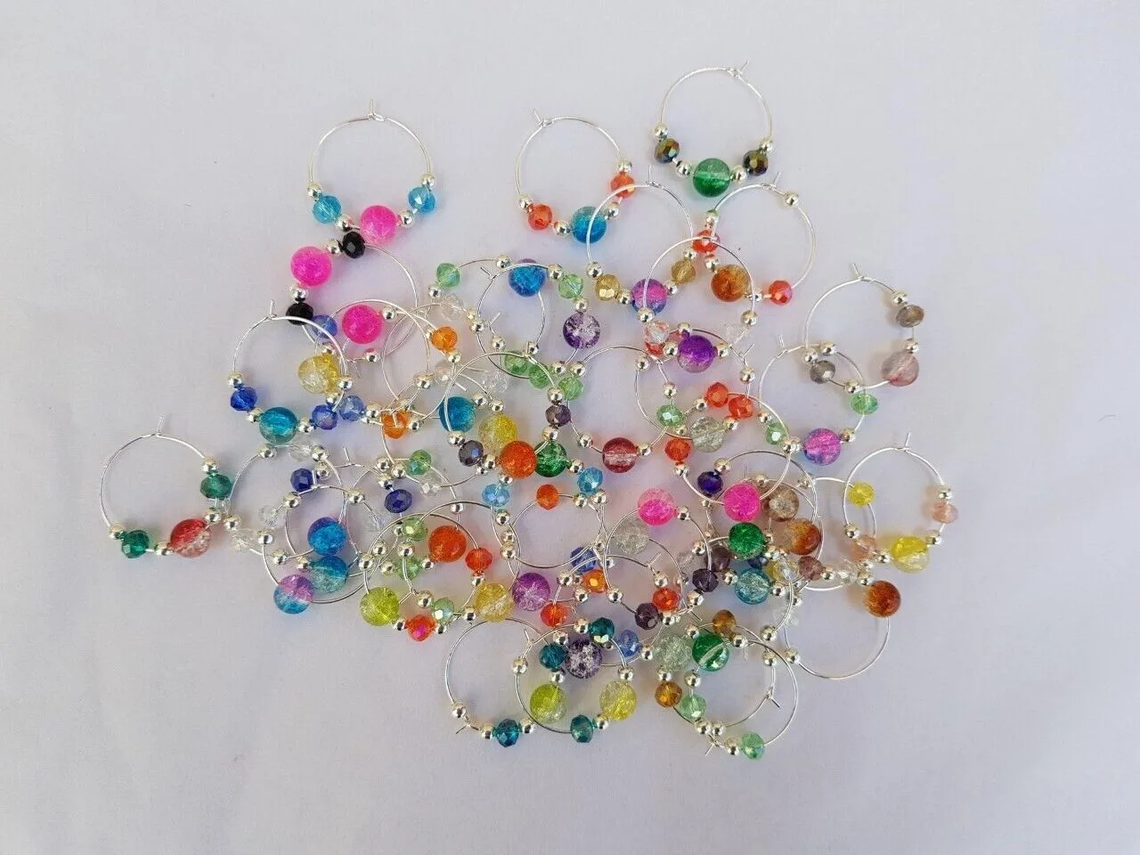 Set Of 6 Wine Glass Charms Crackle Glass Beads - Image 4