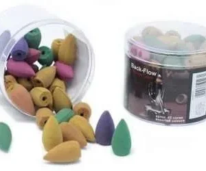 Ceramic Backflow Incense Burners - FREE BOX OF DHOOP CONES - Tub of Assorted Backflow Incense Cones - 45 pcs