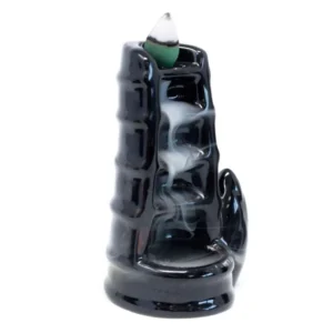 Ceramic Backflow Incense Burners - FREE BOX OF DHOOP CONES - Split Bamboo Fountain - Backflow Incense Burner