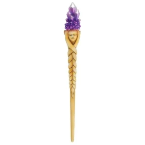 Mystical Magic Wands - Pagan Wands - Wiccan Wands - Purple Crystal Goddess Wand 24cm