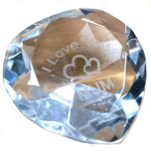 I Love Mum Crystal Hearts - Mothers Day, Birthday, Christmas - Clear - I Love Mum Crystal Heart