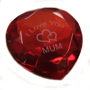 I Love Mum Crystal Hearts - Mothers Day, Birthday, Christmas - Red - I Love Mum Crystal Heart