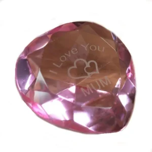I Love Mum Crystal Hearts - Mothers Day, Birthday, Christmas - Pink - I Love Mum Crystal Heart