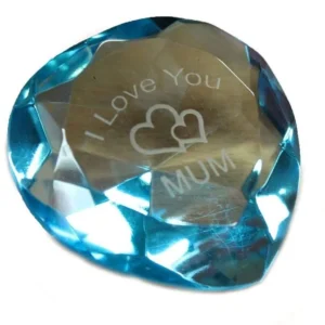 I Love Mum Crystal Hearts - Mothers Day, Birthday, Christmas - Blue - I Love Mum Crystal Heart